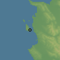 Shaded relief of the 53 km around Durrës, drawn from the GMTED2010 grid