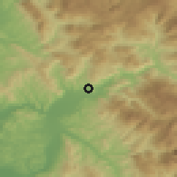 Shaded relief of the 53 km around Elbasan, drawn from the GMTED2010 grid