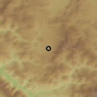Shaded relief of the 53 km around Ersekë, drawn from the GMTED2010 grid