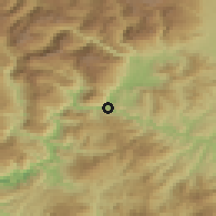 Shaded relief of the 53 km around Fierzë, drawn from the GMTED2010 grid