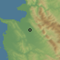 Shaded relief of the 53 km around Fushë-Krujë, drawn from the GMTED2010 grid
