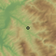 Shaded relief of the 53 km around Gramsh, drawn from the GMTED2010 grid