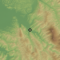 Shaded relief of the 53 km around Berat, drawn from the GMTED2010 grid
