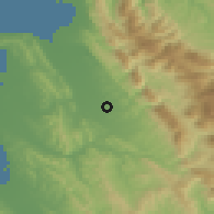 Shaded relief of the 53 km around Kamzë, drawn from the GMTED2010 grid