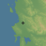 Shaded relief of the 53 km around Kavajë, drawn from the GMTED2010 grid