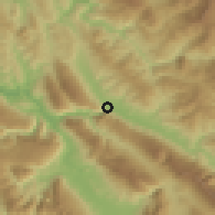 Shaded relief of the 53 km around Këlcyrë, drawn from the GMTED2010 grid