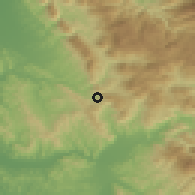 Shaded relief of the 53 km around Kërrabë, drawn from the GMTED2010 grid