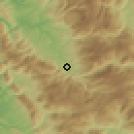 Shaded relief of the 53 km around Klos, drawn from the GMTED2010 grid