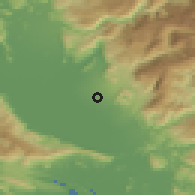 Shaded relief of the 53 km around Koplik, drawn from the GMTED2010 grid