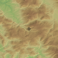 Shaded relief of the 53 km around Krastë, drawn from the GMTED2010 grid