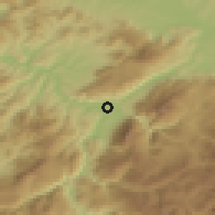 Shaded relief of the 53 km around Kukës, drawn from the GMTED2010 grid