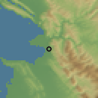 Shaded relief of the 53 km around Laç, drawn from the GMTED2010 grid