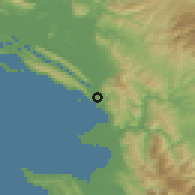 Shaded relief of the 53 km around Lezhë, drawn from the GMTED2010 grid