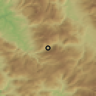 Shaded relief of the 53 km around Bulqizë, drawn from the GMTED2010 grid