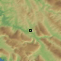 Shaded relief of the 53 km around Memaliaj, drawn from the GMTED2010 grid