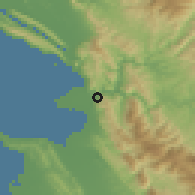 Shaded relief of the 53 km around Milot, drawn from the GMTED2010 grid