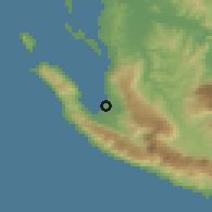 Shaded relief of the 53 km around Orikum, drawn from the GMTED2010 grid
