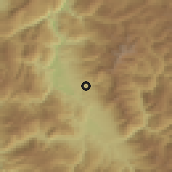 Shaded relief of the 53 km around Peshkopi, drawn from the GMTED2010 grid