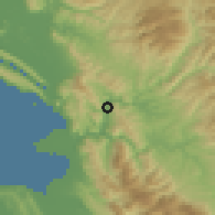 Shaded relief of the 53 km around Rubik, drawn from the GMTED2010 grid