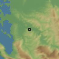 Shaded relief of the 53 km around Selenicë, drawn from the GMTED2010 grid