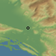 Shaded relief of the 53 km around Shkodër, drawn from the GMTED2010 grid