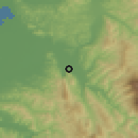 Shaded relief of the 53 km around Urë Vajgurore, drawn from the GMTED2010 grid