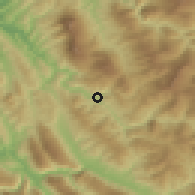 Shaded relief of the 53 km around Çorovodë, drawn from the GMTED2010 grid