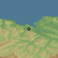Shaded relief of the 52 km around Abanto Zierbena, drawn from the GMTED2010 grid