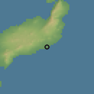 Shaded relief of the 57 km around Arrecife, drawn from the GMTED2010 grid