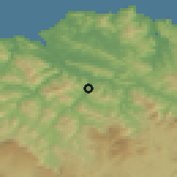 Shaded relief of the 52 km around Arrigorriaga, drawn from the GMTED2010 grid