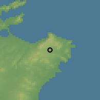 Shaded relief of the 53 km around Artà, drawn from the GMTED2010 grid