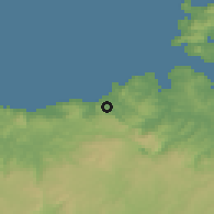 Shaded relief of the 52 km around Arteixo, drawn from the GMTED2010 grid