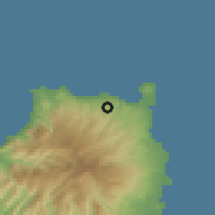 Shaded relief of the 57 km around Arucas, drawn from the GMTED2010 grid