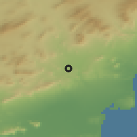 Shaded relief of the 54 km around Aspe, drawn from the GMTED2010 grid