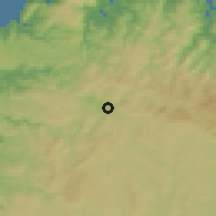 Shaded relief of the 52 km around As Pontes de García Rodríguez, drawn from the GMTED2010 grid
