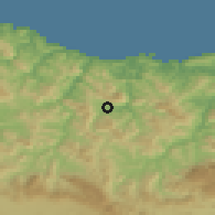 Shaded relief of the 52 km around Azkoitia, drawn from the GMTED2010 grid
