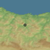 Shaded relief of the 52 km around Azpeitia, drawn from the GMTED2010 grid