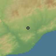 Shaded relief of the 53 km around Badia del Vallès, drawn from the GMTED2010 grid