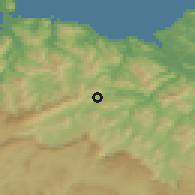 Shaded relief of the 52 km around Balmaseda, drawn from the GMTED2010 grid