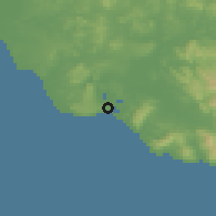 Shaded relief of the 55 km around Barbate, drawn from the GMTED2010 grid