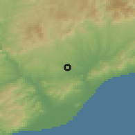 Shaded relief of the 53 km around Barberà del Vallès, drawn from the GMTED2010 grid