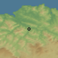 Shaded relief of the 52 km around Basauri, drawn from the GMTED2010 grid