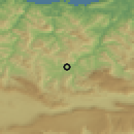 Shaded relief of the 52 km around Beasain, drawn from the GMTED2010 grid