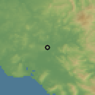 Shaded relief of the 54 km around Benalup-Casas Viejas, drawn from the GMTED2010 grid