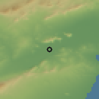 Shaded relief of the 54 km around Beniel, drawn from the GMTED2010 grid