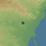 Shaded relief of the 53 km around Bètera, drawn from the GMTED2010 grid