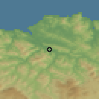 Shaded relief of the 52 km around Bilbao, drawn from the GMTED2010 grid