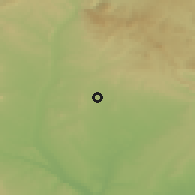 Shaded relief of the 53 km around Binéfar, drawn from the GMTED2010 grid