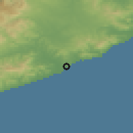 Shaded relief of the 53 km around Blanes, drawn from the GMTED2010 grid