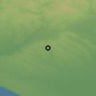 Shaded relief of the 54 km around Bollullos Par del Condado, drawn from the GMTED2010 grid